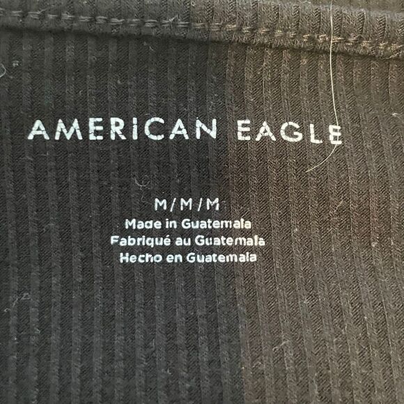 American Eagle AE Black Ribbed Knit Halter Top Pull-Over M - Picture 5 of 6